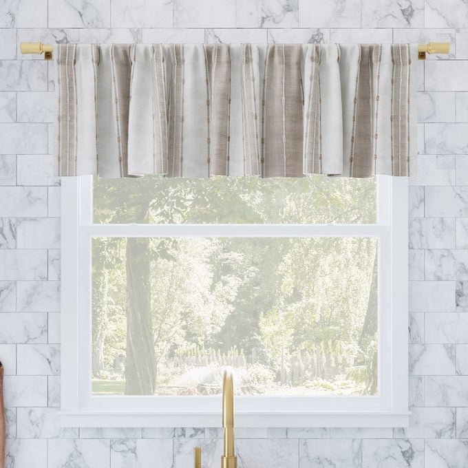 SLUB TEXTURE STRIPE COTTON CAFE CURTAIN VALANCE 52 X 14 LINENWHITE