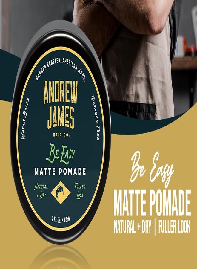 ANDREW JAMES Matte Pomade 3-Pack | Be Easy | 2.75 Ounce Each| Strong Hold | Matte Finish | Natural Look | Provides A Fuller Look | Easy To Wash Out | Made In the USA - Image 4