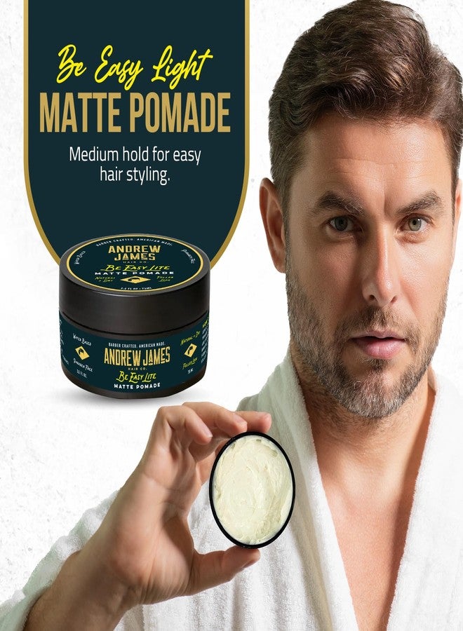 ANDREW JAMES Matte Pomade 3-Pack | Be Easy | 2.75 Ounce Each| Strong Hold | Matte Finish | Natural Look | Provides A Fuller Look | Easy To Wash Out | Made In the USA - Image 3