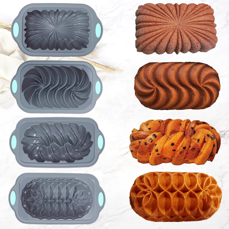 Tongjude 4 Piece Silicone Loaf Pan for Baking Bread, Non-Stick Kitchen Oven Bread Pan, Perfect for Banana Bread, Sandwich Bread, Pound Cake and Meatloaf, 4 Cups, Grey - Image 2