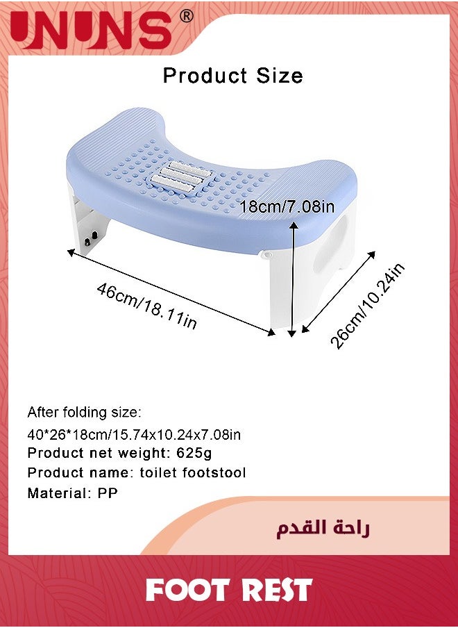 UNUNS Foldable Bathroom Toilet Stool,Non-Slip Toilet Stool Footstool Toilet Assistance Step For Pregnant Women,Adults,Children,Fit For All Toilets,Light Blue  - Image 2
