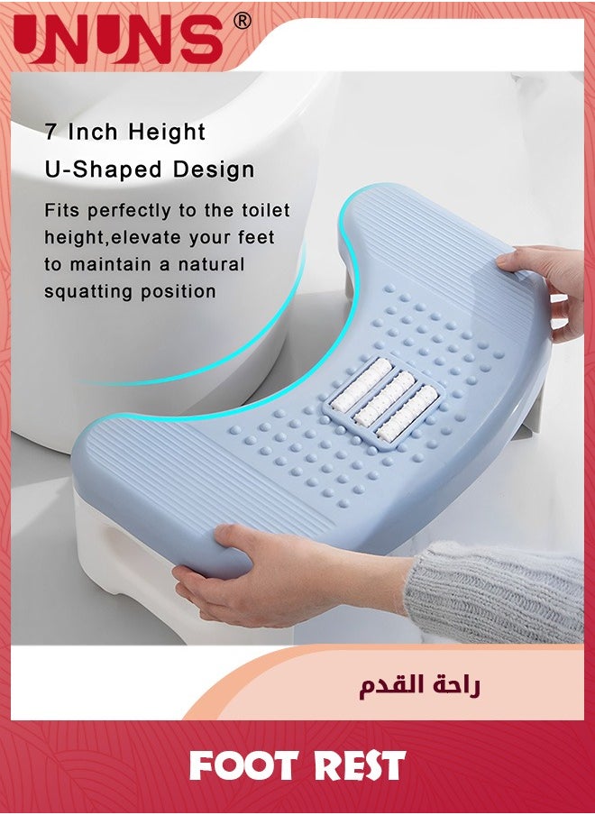 UNUNS Foldable Bathroom Toilet Stool,Non-Slip Toilet Stool Footstool Toilet Assistance Step For Pregnant Women,Adults,Children,Fit For All Toilets,Light Blue  - Image 3