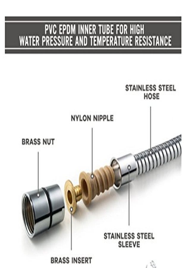 Klabb stainless steel Shower Hose With Filter Element, 59 Inches Chrome Handheld Shower Head Hose With Brass insert and nut. replace shower hose with 1/2" NUT - Image 2