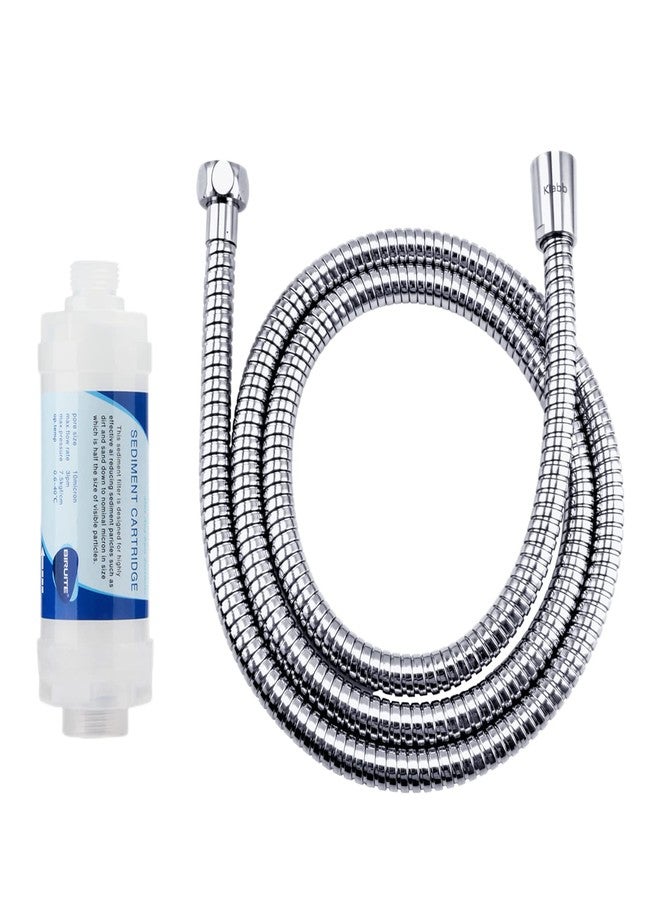 Klabb stainless steel Shower Hose With Filter Element, 59 Inches Chrome Handheld Shower Head Hose With Brass insert and nut. replace shower hose with 1/2" NUT - Image 1