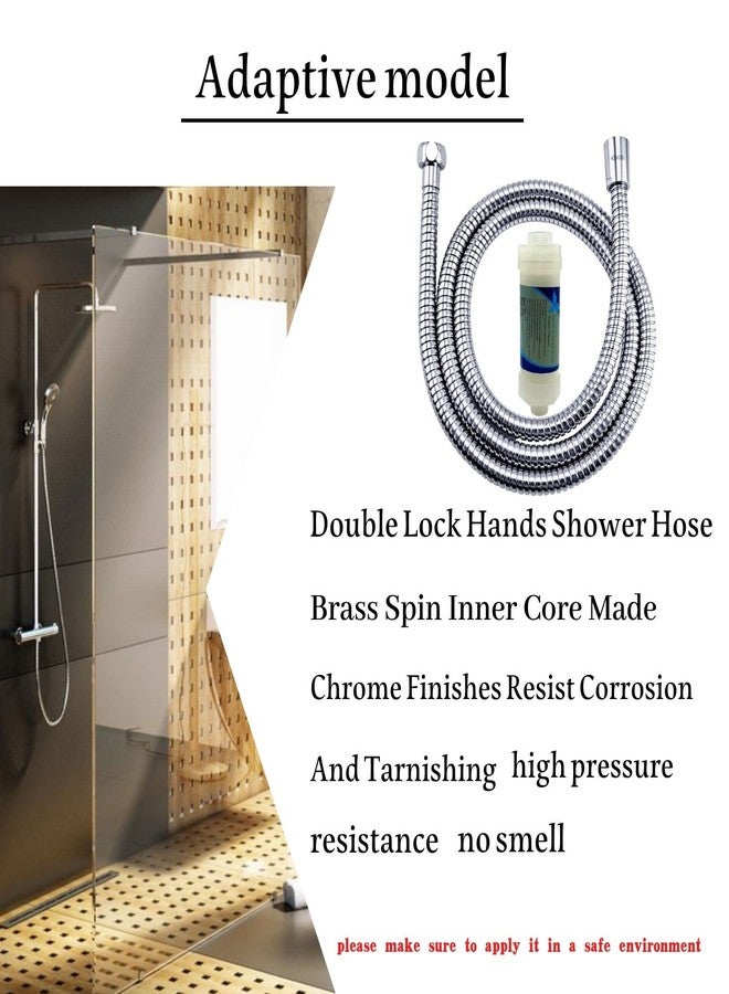 Klabb stainless steel Shower Hose With Filter Element, 59 Inches Chrome Handheld Shower Head Hose With Brass insert and nut. replace shower hose with 1/2" NUT - Image 5