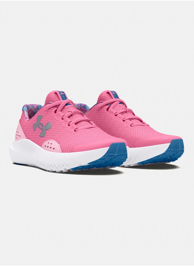 UNDER ARMOUR Girls' Grade School Surge 4 Printed Running Shoes  - Image 2
