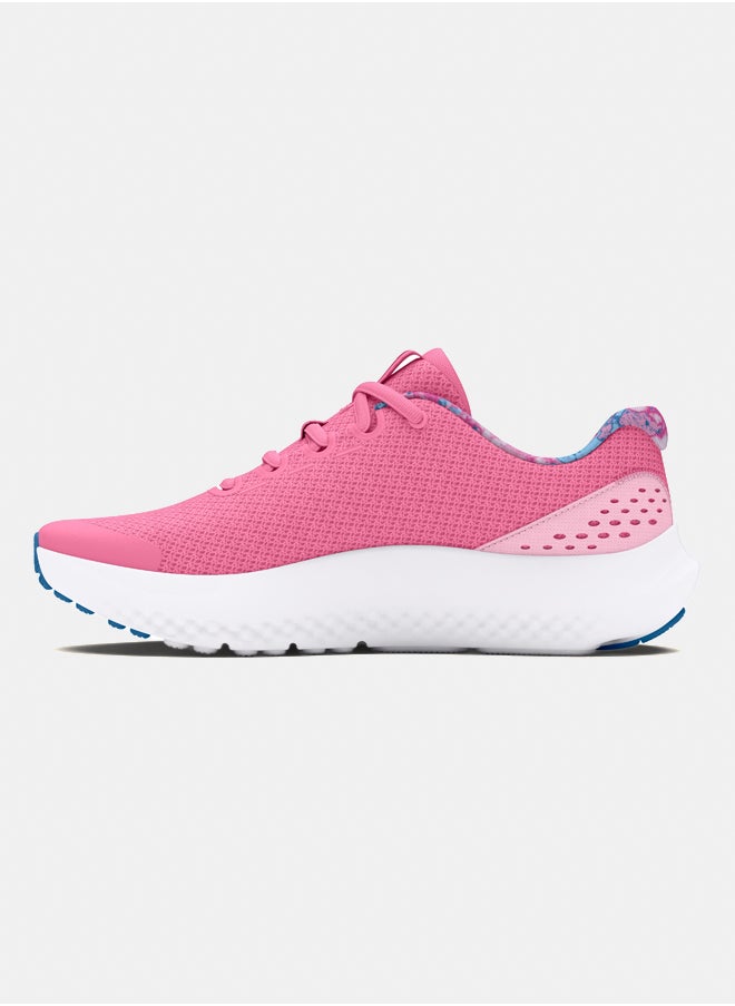 UNDER ARMOUR Girls' Grade School Surge 4 Printed Running Shoes  - Image 4