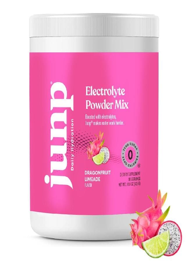 JUNP JUNP Hydration Electrolyte Powder, Electrolytes Drink Mix, Hydration Mix, Sugar Free, Gluten Free, 0 Calories, 0 Carbs, Keto Friendly, NON - GMO Kosher, 90 Servings. (Peach)… (Dragonfruit Limeade) - Image 1
