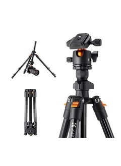 Portable Camera Tripod Stand Aluminum Alloy 62.99 Max. Height 17.64lbs Load Capacity Low Angle Photography Travel Tripod with Carrying Bag for DSLR Cameras