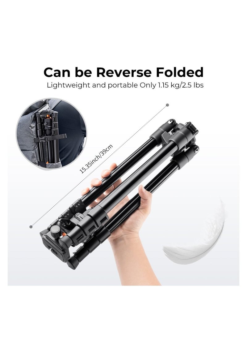 K&F Concept - Portable Camera Tripod Stand Aluminum Alloy 62.99 Max. Height 17.64lbs Load Capacity Low Angle Photography Travel Tripod with Carrying Bag for DSLR Cameras - Image 1