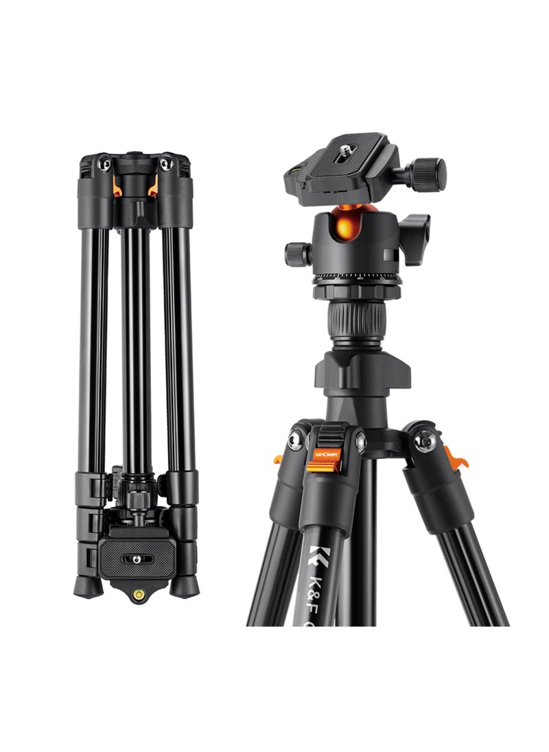 K&F Concept - Portable Camera Tripod Stand Aluminum Alloy 62.99 Max. Height 17.64lbs Load Capacity Low Angle Photography Travel Tripod with Carrying Bag for DSLR Cameras - Image 1