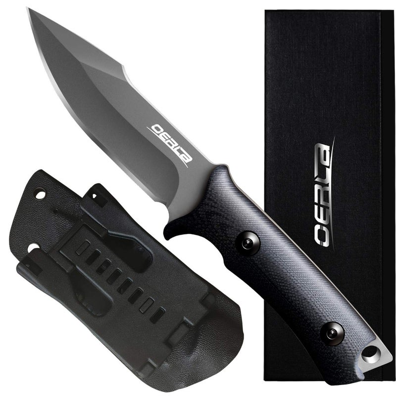 OERLA TAC Knives OLF-1009 Fixed Blade Outdoor Camping Hunting Field Knife 420HC Stainless Steel with Black G10 Handle Waist Clip EDC Kydex Sheath - Image 1
