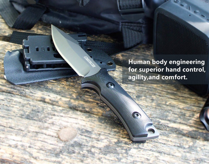 OERLA TAC Knives OLF-1009 Fixed Blade Outdoor Camping Hunting Field Knife 420HC Stainless Steel with Black G10 Handle Waist Clip EDC Kydex Sheath - Image 5