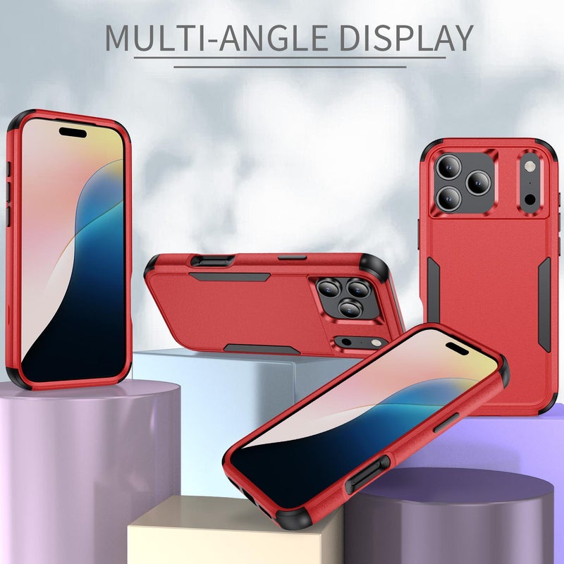 إيروريكس جراب هاتف مضاد للصدمات من مادة TPU + PC لهاتف iPhone 17 Pro Max Commuter (أحمر + أسود) - Image 3