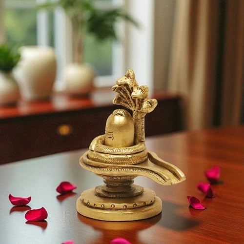 SHANTI Brass Shivling for Home Puja, Shiva Lingam for Mandir, Office Desk, Gift & Décor Height:- 2.8 Inche - Image 3