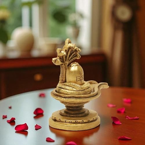 SHANTI Brass Shivling for Home Puja, Shiva Lingam for Mandir, Office Desk, Gift & Décor Height:- 2.8 Inche - Image 2