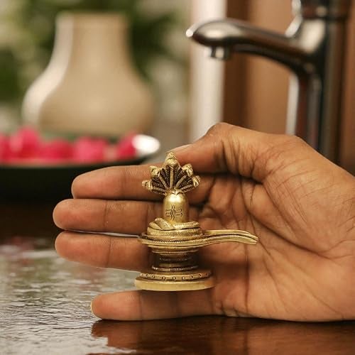 SHANTI Brass Shivling for Home Puja, Shiva Lingam for Mandir, Office Desk, Gift & Décor Height:- 2.8 Inche - Image 5
