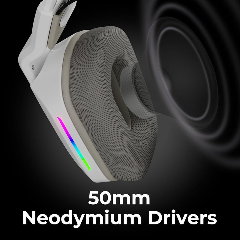 ZEBRONICS Havoc Premium Gaming Headphone with Dolby Atmos Subscription, 50mm Neodymium Drivers, Extra Soft Ear Cushion, Suspension Headband,Braided Cable (White) - Image 2
