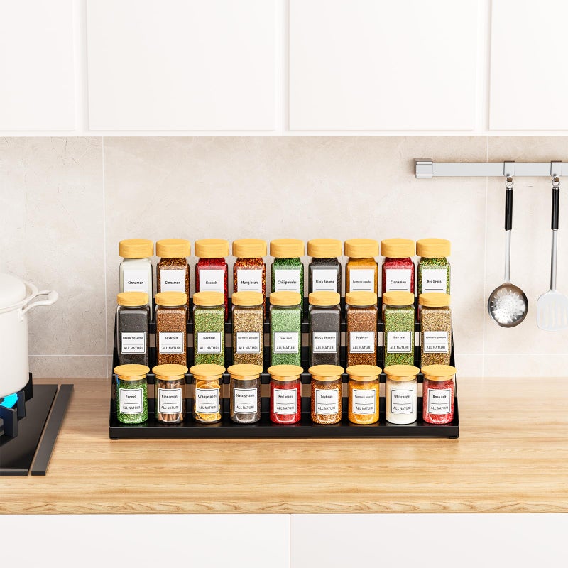 RCHYFEED Spice Rack Organizer for Cabinet, 3 Tier Spice Rack Expandable(13.4"-21.8"), Height Adjustable Spice Organization Shelf Metal Display Shelf, Spice Organization for Cabinet Countertop Pantry - Image 2