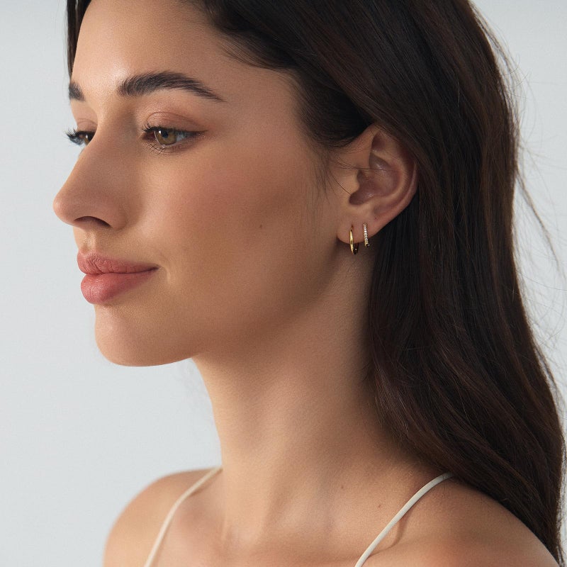 YEEZII Gold Stud Earrings for Women, 3 Pairs 14K Hypoallergenic Cartilage Earrings for Multiple Piercing, Dainty Small Stackable Gold Hoop Earrings Set (Yellow Gold) - Image 4