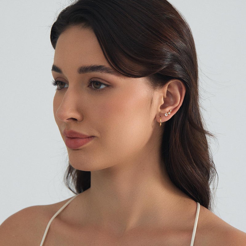 YEEZII Gold Stud Earrings for Women, 3 Pairs 14K Hypoallergenic Cartilage Earrings for Multiple Piercing, Dainty Small Stackable Gold Hoop Earrings Set (Yellow Gold) - Image 5