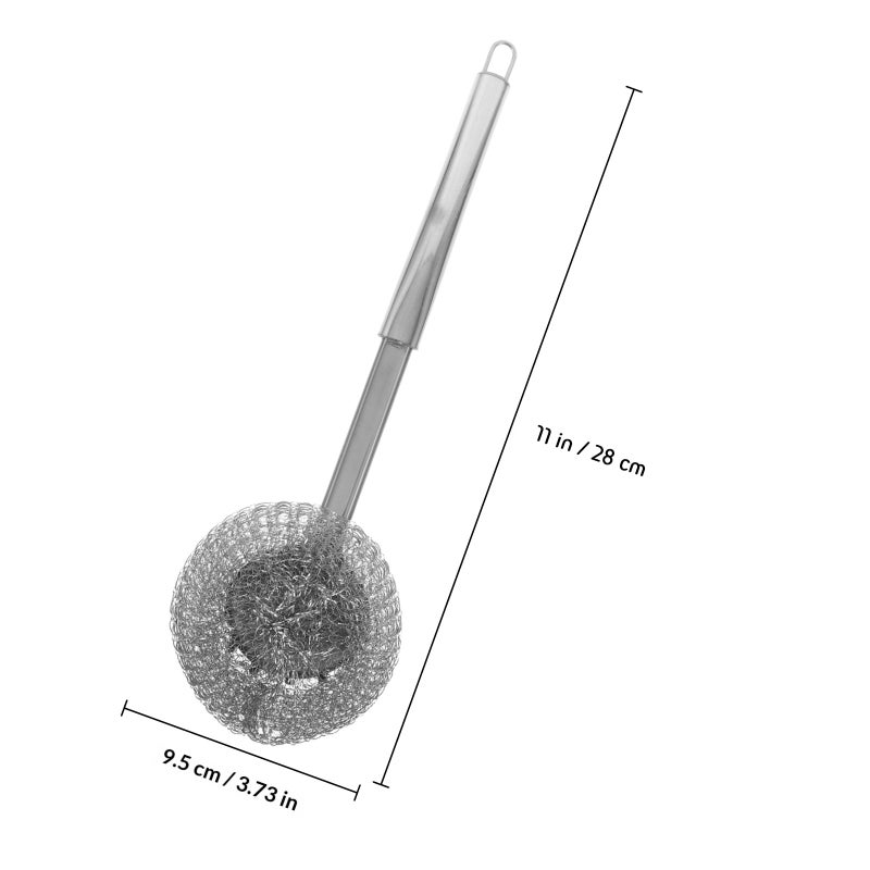 Stainless Steel Wool Scrubber With Handle Heavy Duty Dish Scrubber Steel Brush For Cleaning Pots Pans Grills Sink Kitchen Cleaning Tool - Image 2