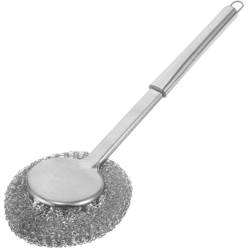 Stainless Steel Wool Scrubber With Handle Heavy Duty Dish Scrubber Steel Brush For Cleaning Pots Pans Grills Sink Kitchen Cleaning Tool - Image 1