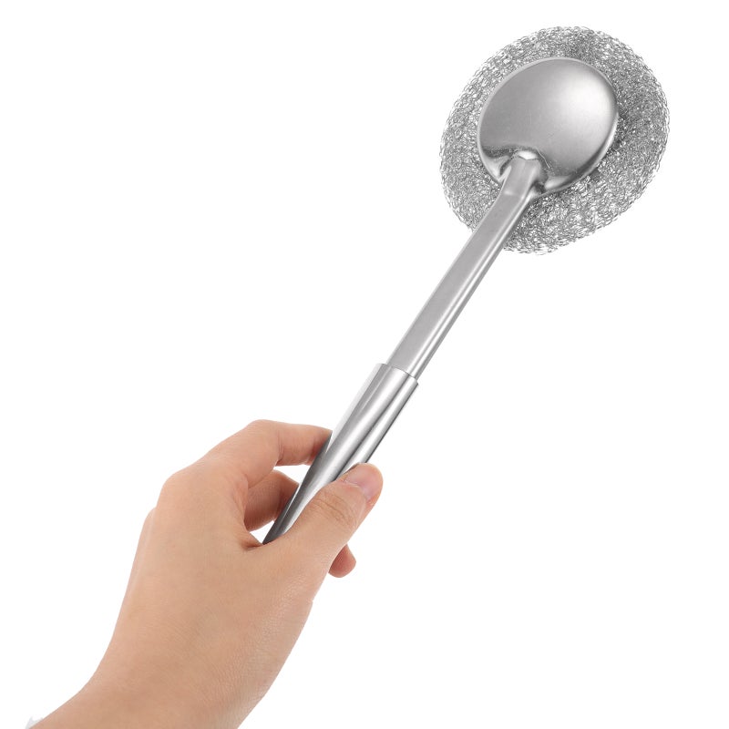 Stainless Steel Wool Scrubber With Handle Heavy Duty Dish Scrubber Steel Brush For Cleaning Pots Pans Grills Sink Kitchen Cleaning Tool - Image 4