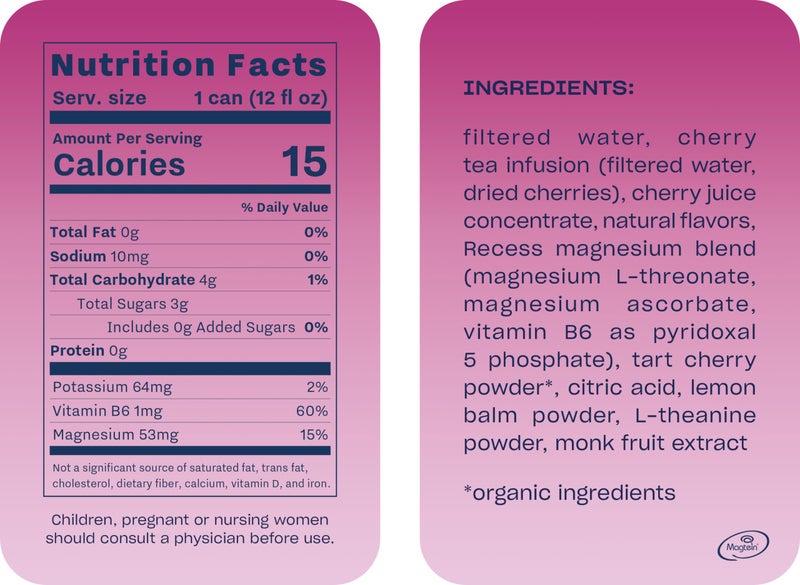 Recess Mood Magnesium & Adaptogen Drink, Relaxation Beverage, 12 ounce (Black Cherry, 12 pack) - Image 2
