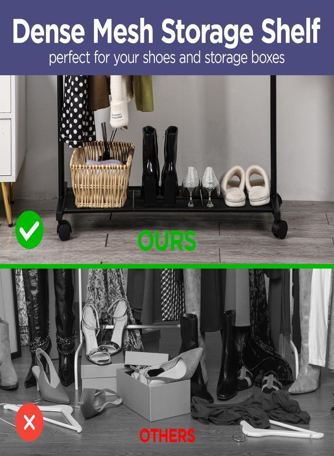 Lifemaster Alloy Steel Clothes Rack - Pack of 1 Versatile, Ample Storage Space, Simple Assembly, Hanging Garment and Clothes Rolling Rack with Wheels - Black - Image 5