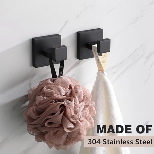 LANC Black Towel Hook for Bathroom Wall Hook, Heavy Duty SUS304 Stainless Steel Kitchen/Bathroom Hook, Matte Black Robe Hook for Hanging Towels,Clothes,Coat,Sponges, A8805MB - Image 5