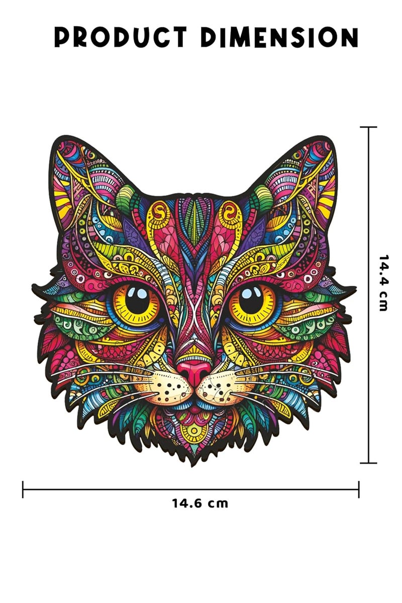 Webby Cat Jigsaw Puzzle | Majestic Colourful Animal | Travel Game | Zentangle Art Design Wooden Puzzle Toy for Kids & Adults (25 Pieces) - Image 3
