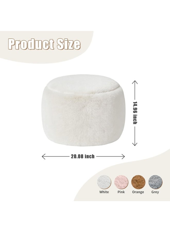 Round foam-filled footrest, floor chair for living room, children's room, bedroom, soft and modern footrest ideal for your feet's comfort (white, 20 inches) - Image 2