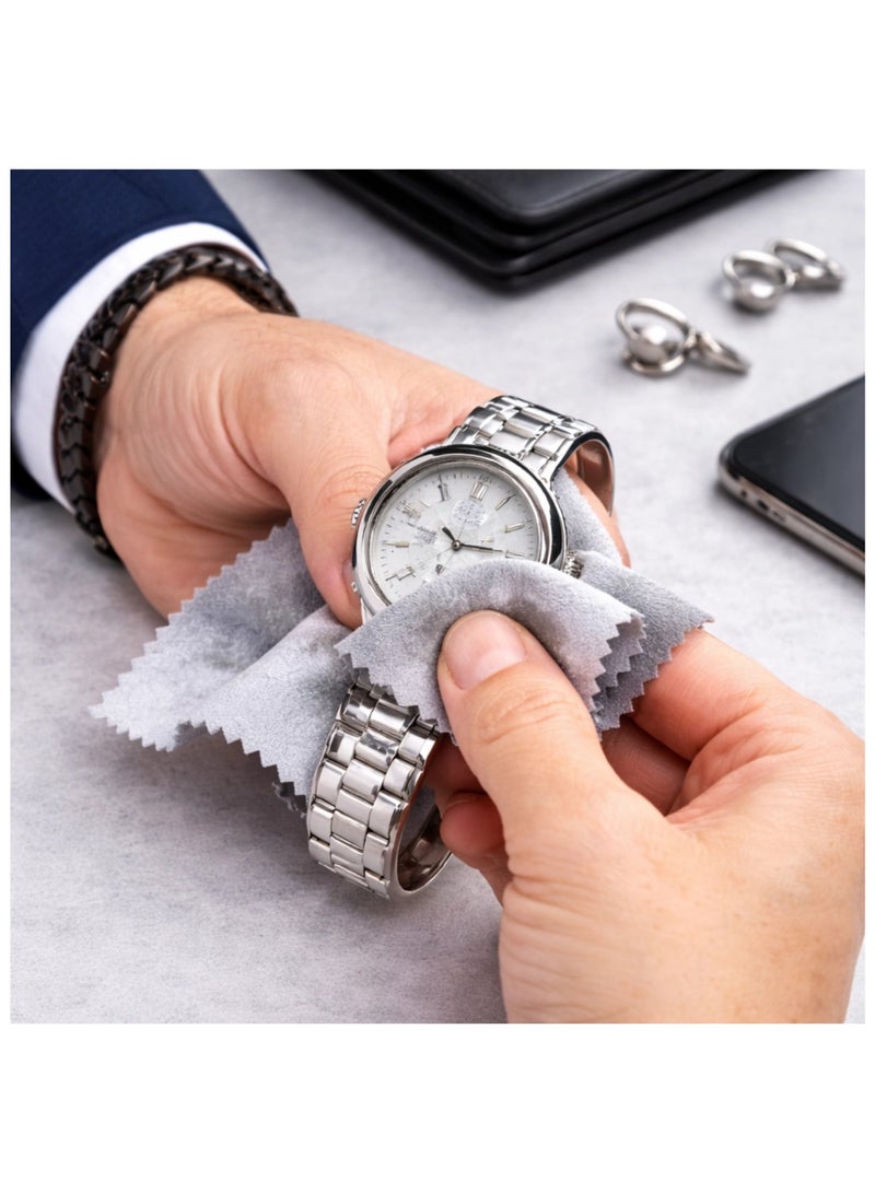 Jewelry cleaning cloth, watch cleaning cloth, anti-oxidation silver polishing cloth, microfiber double-sided velvet microfiber polishing cloth- 5PCS - Image 3
