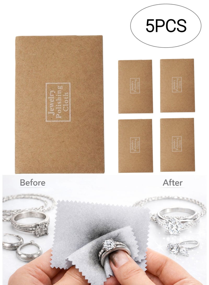 Jewelry cleaning cloth, watch cleaning cloth, anti-oxidation silver polishing cloth, microfiber double-sided velvet microfiber polishing cloth- 5PCS - Image 1