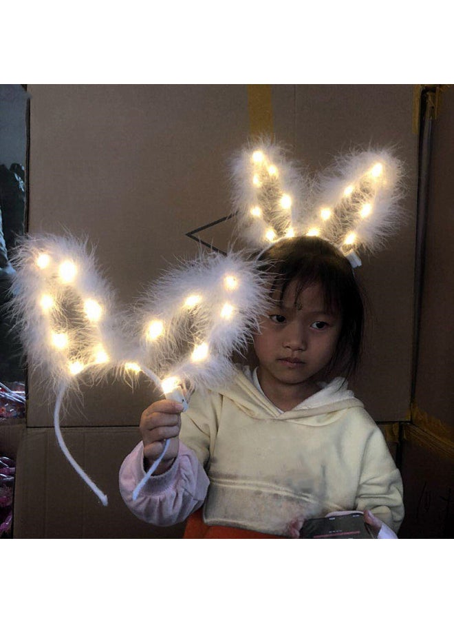 Generic Glowing Toys - Led Light Up Toys Flashing Light Glow Sticks Glow Bracelets Up For Kids Party Favors-Specifications:14 Lights Feather Rabbit Ears Pink + Colored Lights  - Image 2