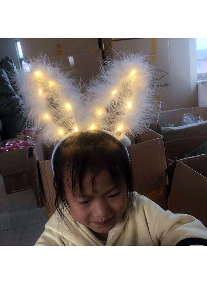 Generic Glowing Toys - Led Light Up Toys Flashing Light Glow Sticks Glow Bracelets Up For Kids Party Favors-Specifications:14 Lights Feather Rabbit Ears Pink + Colored Lights  - Image 3