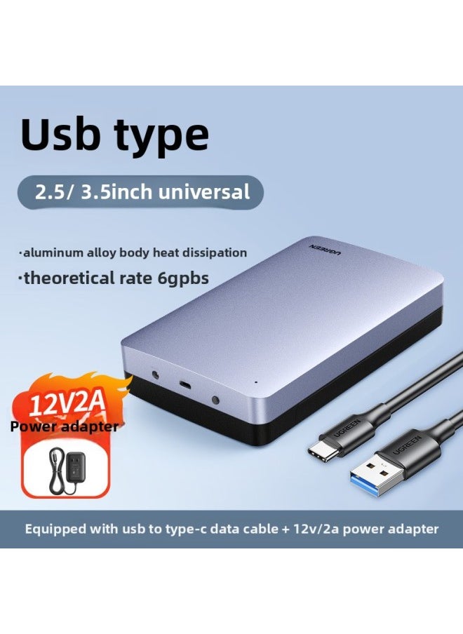 UGREEN Green Union External Hard Disk Box 3.5/2.5 Inch USB3.0 Universal Desktop Laptop Solid State SSD For Notebook Computer-Color:70501-Aluminum USB 2.5/3.5 Universal  - Image 1