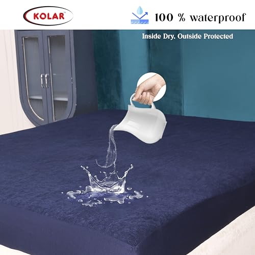 Kolar Premium Cotton Feel Mattress Protector| 100% Water Proof Protector King Size 78x72 Inches | Breathable and Hypoallergenic Ultra Soft Fitted Bed Protector Cover - King, Blue - Image 2