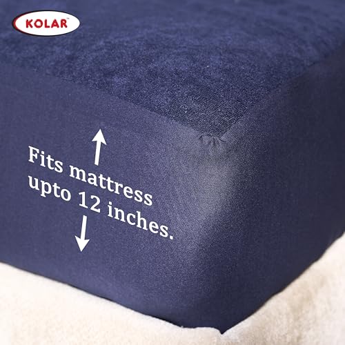 Kolar Premium Cotton Feel Mattress Protector| 100% Water Proof Protector King Size 78x72 Inches | Breathable and Hypoallergenic Ultra Soft Fitted Bed Protector Cover - King, Blue - Image 3
