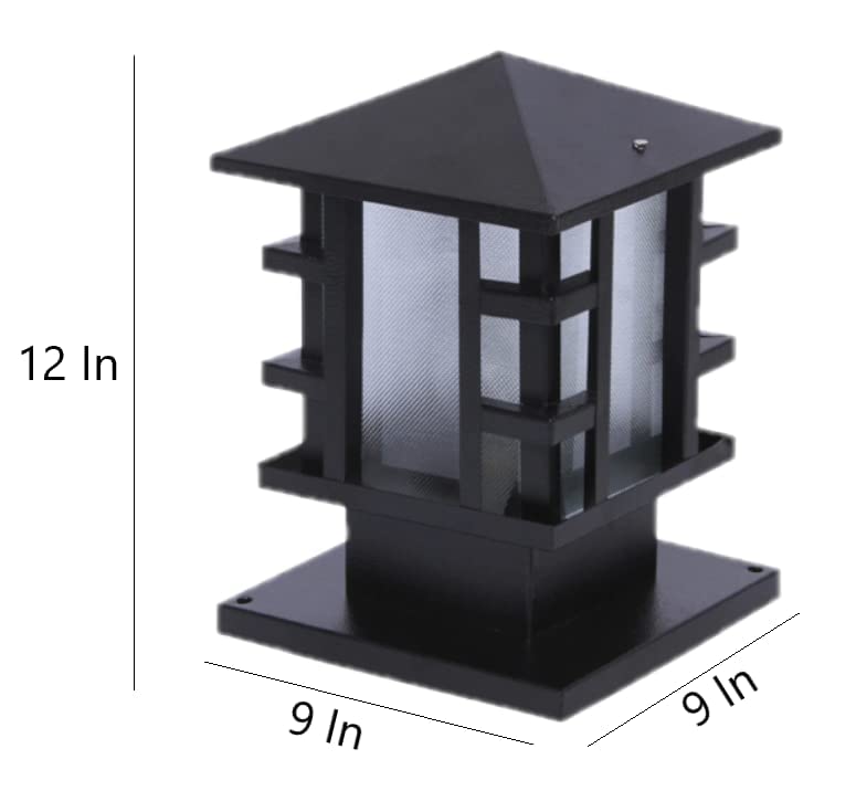 LEGEEN Waterproof Gate Light Lamp Set of2 Black Metal and Acrylic Glass Shade Light Lamp for Garden Pillar Pole Post Entrence Exterior Outdoor Lighting Bulb Included - Image 5