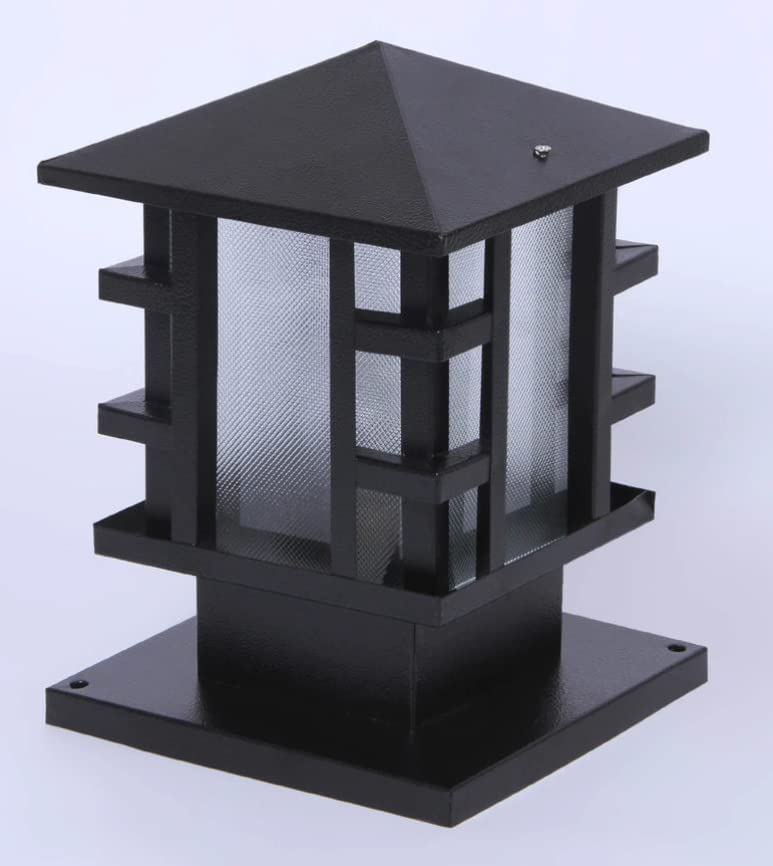 LEGEEN Waterproof Gate Light Lamp Set of2 Black Metal and Acrylic Glass Shade Light Lamp for Garden Pillar Pole Post Entrence Exterior Outdoor Lighting Bulb Included - Image 2