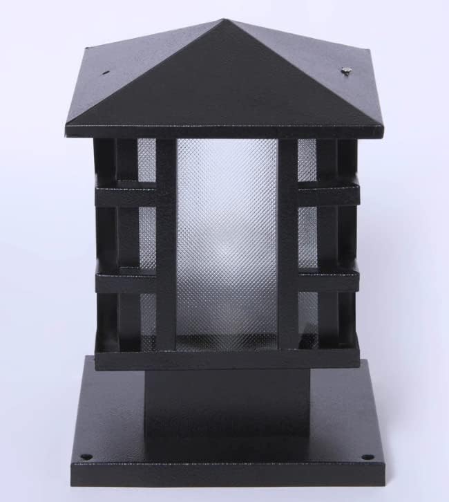 LEGEEN Waterproof Gate Light Lamp Set of2 Black Metal and Acrylic Glass Shade Light Lamp for Garden Pillar Pole Post Entrence Exterior Outdoor Lighting Bulb Included - Image 3