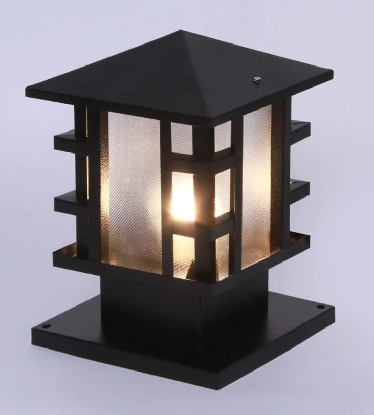 LEGEEN Waterproof Gate Light Lamp Set of2 Black Metal and Acrylic Glass Shade Light Lamp for Garden Pillar Pole Post Entrence Exterior Outdoor Lighting Bulb Included - Image 4