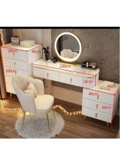 AWD Simple Advanced Solid Wood Dressing Table for Bedroom Makeup Table with Massive Storage Side Table with Drawers Smart Mirror and a Chair.  - Image 2