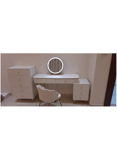 AWD Simple Advanced Solid Wood Dressing Table for Bedroom Makeup Table with Massive Storage Side Table with Drawers Smart Mirror and a Chair.  - Image 4