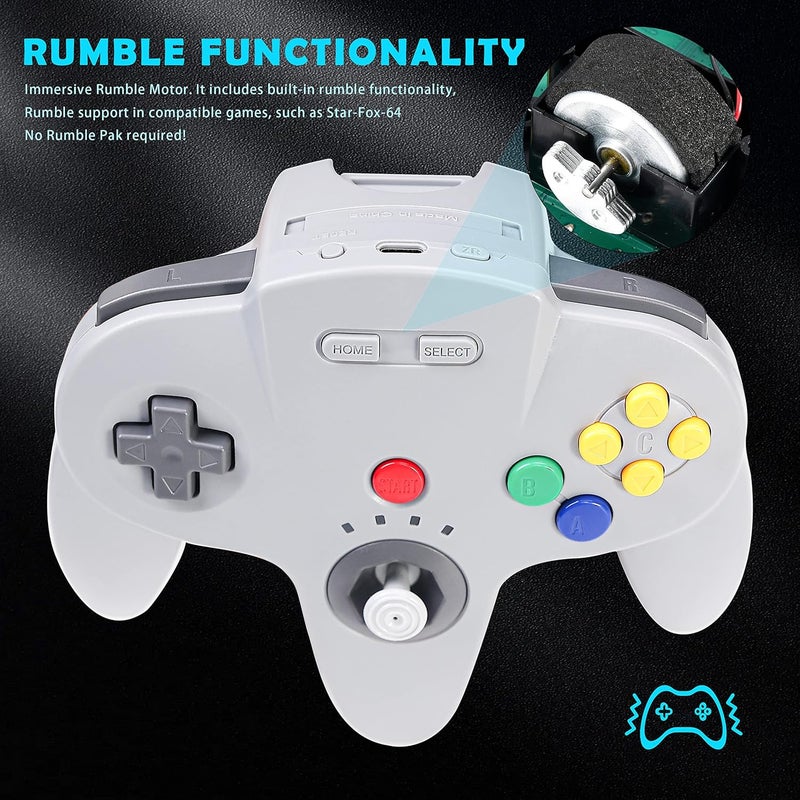 SAFFUN 2.4 GHz Wireless USB Controller Compatible with Switch Online, USB N64 Controller for Windows PC MAC Linux Raspberry Pi Retropie Switch NSO, Rechargeable, Plug and Play (2 Pack Black) - Image 4