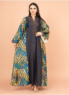 جلابية مطرزة عنق اسيوي IK1013 اسود