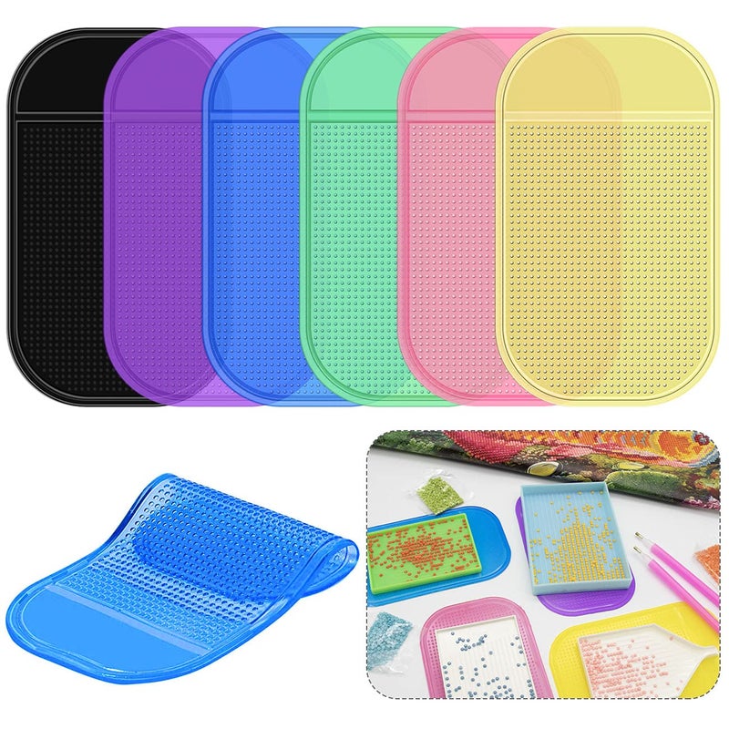 6Pcs AntiSlip Tools Sticky Mat for Diamond Art Painting Tray Sticky Gel Pad NonSlip Universal Mount Holder for Tray 5D Diamond Painting Tools Accessories for Adults