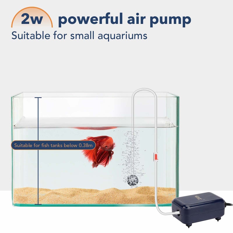 hygger Aquarium Air Pump, Adjustable Oxygen Pump Silent Powerful Aerator Pump 2W/3W/4.5W/6W/ 1 Air Outlets Ultra for Up to 30 Gallon Tank Single(2W) Without Accessories - Image 4